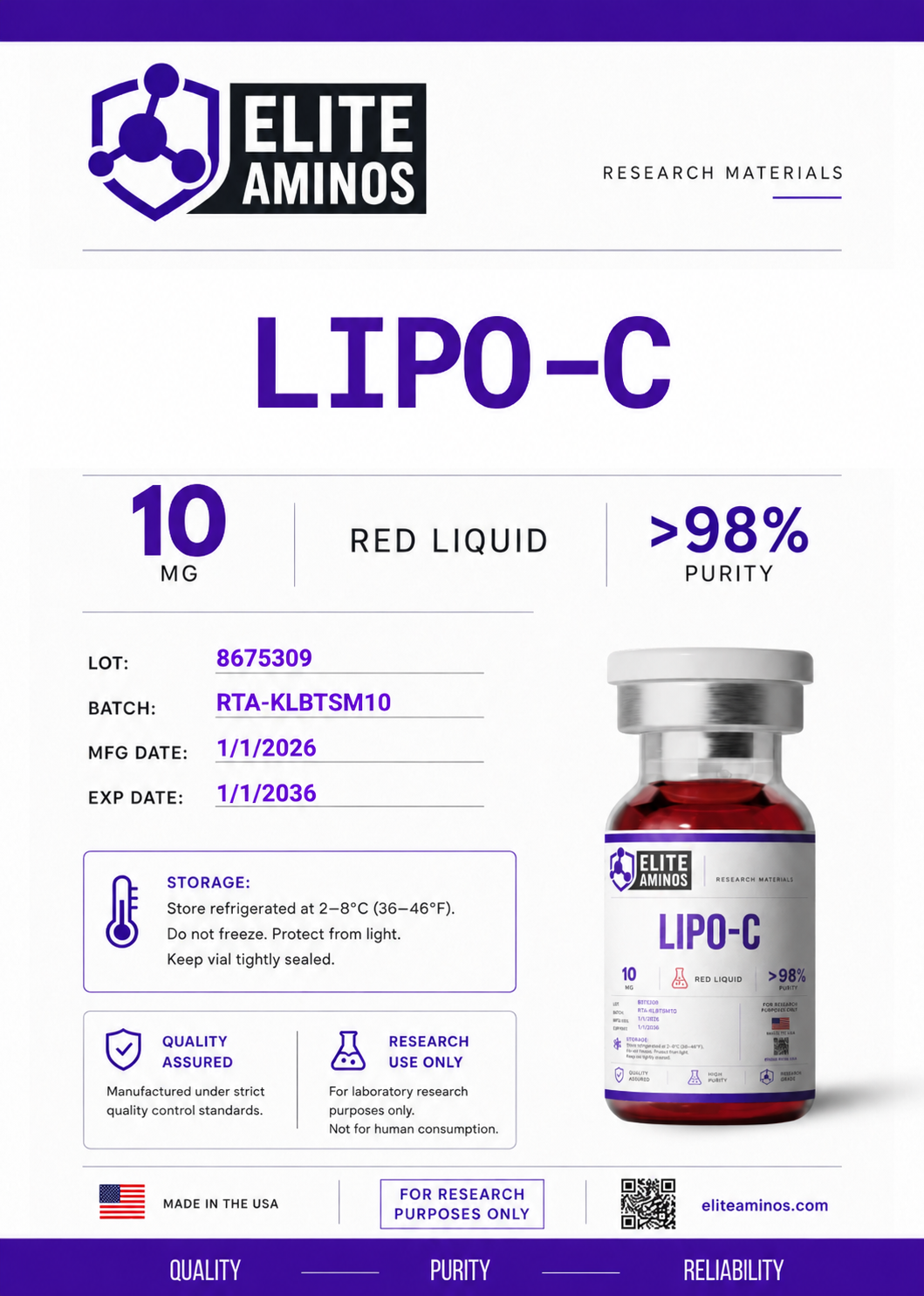 LipoC research peptide vial – Elite Aminos