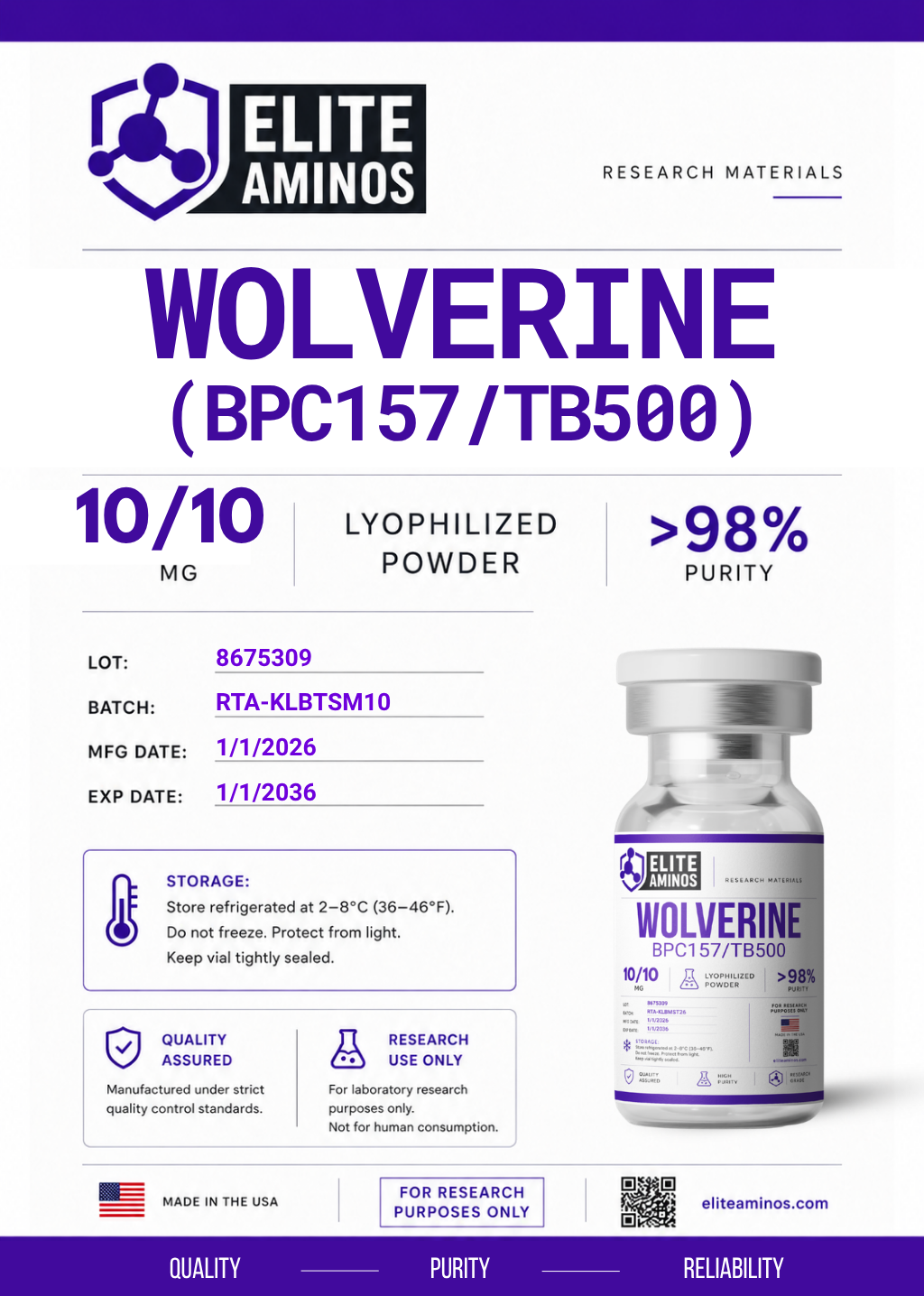 wolverine blend lyophilized research peptide vial – Elite Aminos